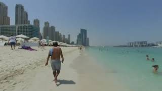 [VR180] UAE, Dubai, Dubai Marina, JBR, walking on the beach, Insta360 Evo