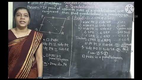 9th Maths 2,Topic 5.Quadrilateral, Content-Test for parallelogram- Theorems & examples in 5.2