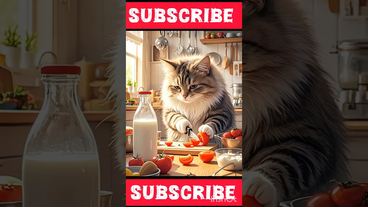 Chef Cat Prepares a Meal – Must Watch! 🐱🔪🍅