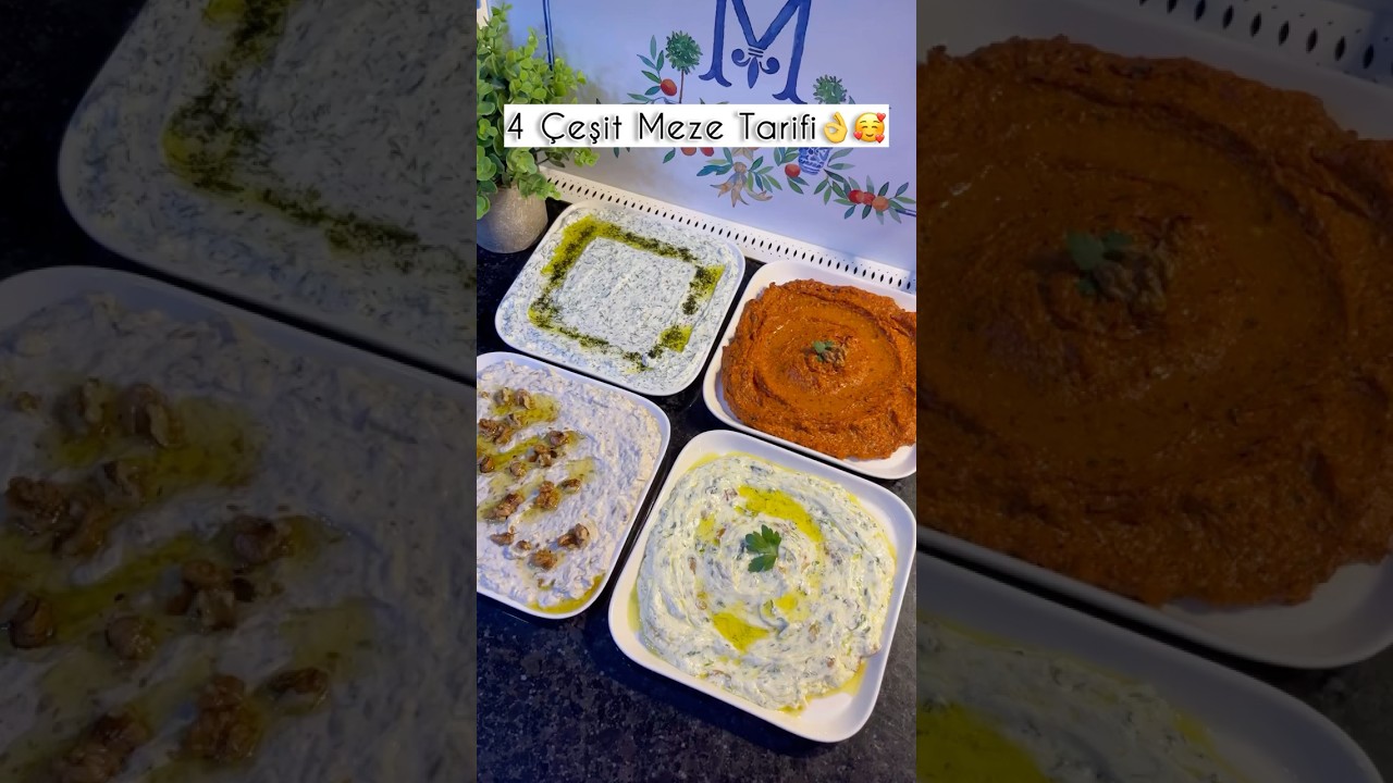 Yarım saatte 4 çeşit meze👌💯 #meze #appetizer #pratiktarifler #yemek #food #shorts #ezme Yarım saatte 4 çeşit meze👌💯 #meze #appetizer #pratiktarifler #yemek #food #shorts #ezme