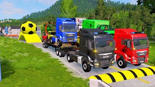 Flatbed Trailer Toyota LC Cars Transportation with Truck - Pothole vs Car #01- BeamNG.Drive