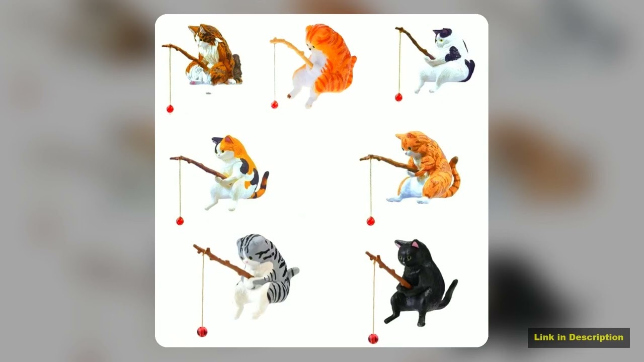Fishing Cat Ornaments Fish Landscaping Cartoon Statue Mini Resin Figurine Compact Edition