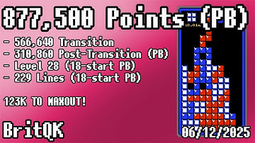 877,500 Points in NES Tetris (PB)