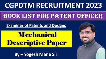 cgpdtm recruitment 2023 | Patent Officer Book List For Mechanical Descriptive Paper | Patent Officer