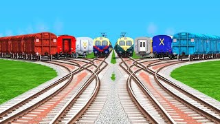 8" Indian Trains crossing At Bumpy Forked Railroad Tracks/train game /train simulator classic