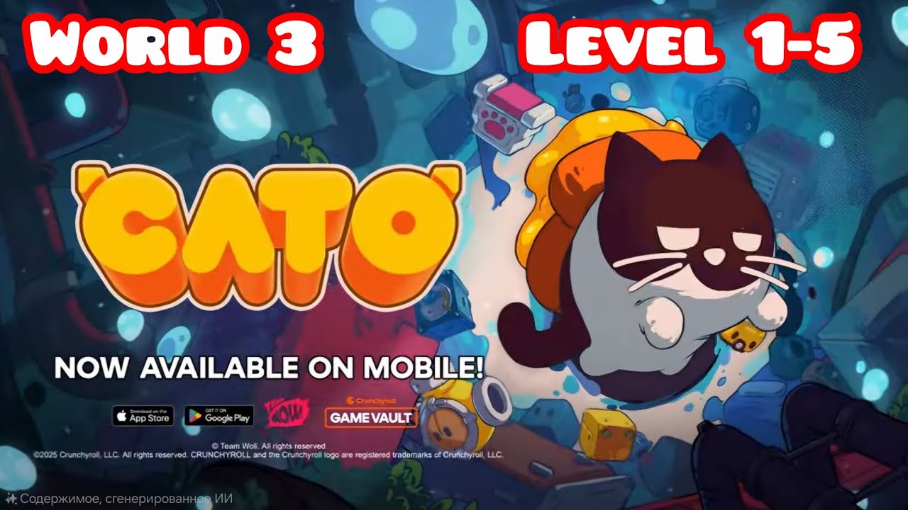 CATO Full Walkthrough – Warld 3 Levels 1-5 Complete | Cat + Toast Puzzle Game (Crunchyroll)