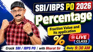 Percentage - 2(Fraction value)|SBI &amp; IBPS PO 2026| #percentage #IBPSPO #SBIPO #rrbpo #maths