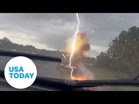 Wife captures lightning striking husband's truck in Florida | USA TODAY #Shorts