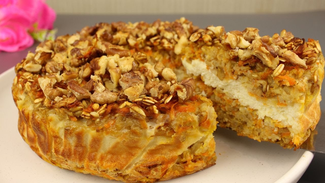 Oatmeal, apple and carrot. Healthy pie recipe. No sugar! No flour!