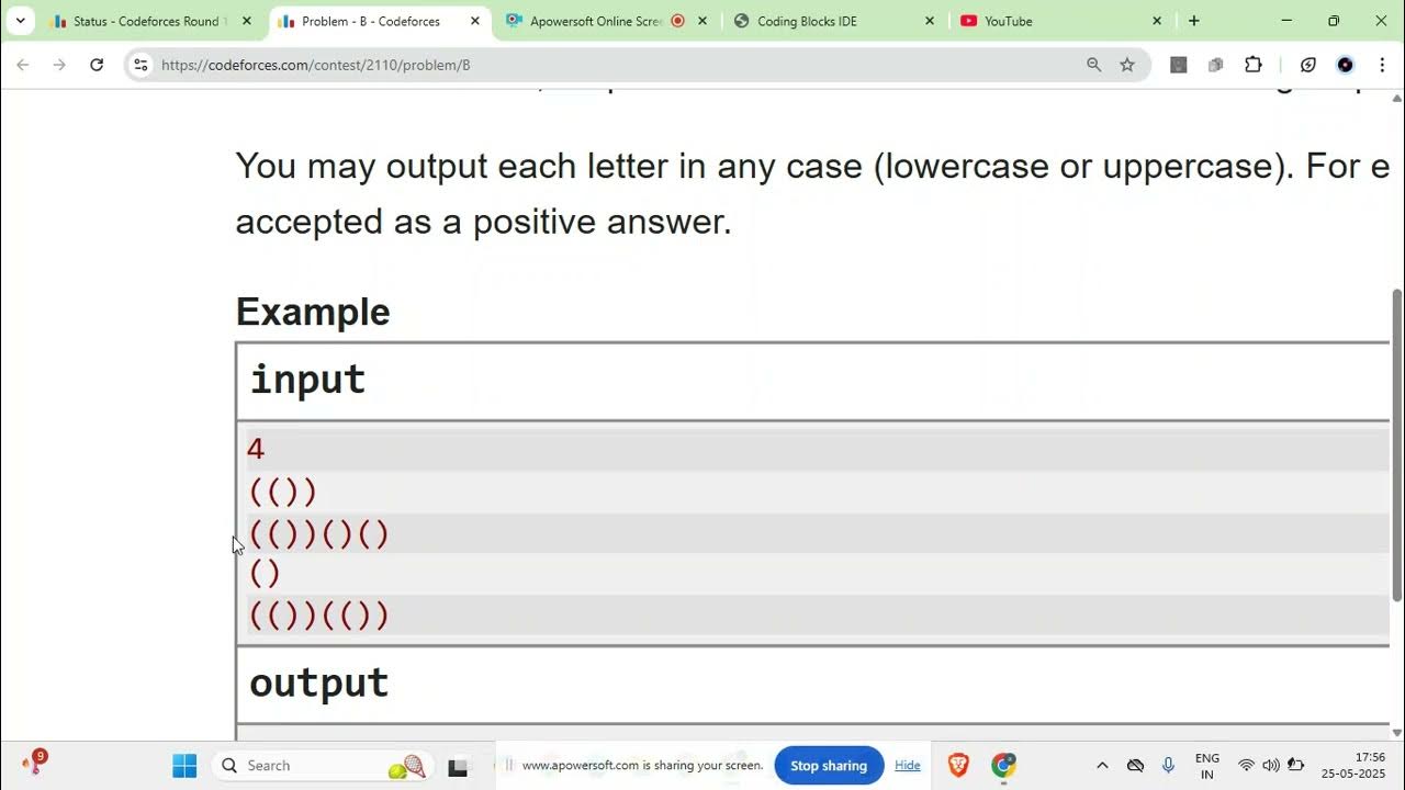 Codeforces round 1026 div 2 b down with brackets 24 05 2025