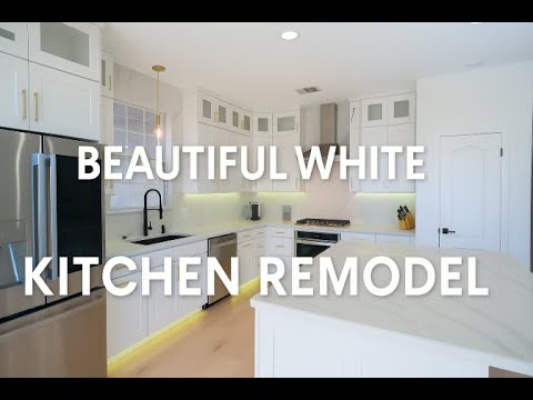 Clean White Kitchen Remodel by Cabinet IQ | Galley Flow + Double Trash Pullout