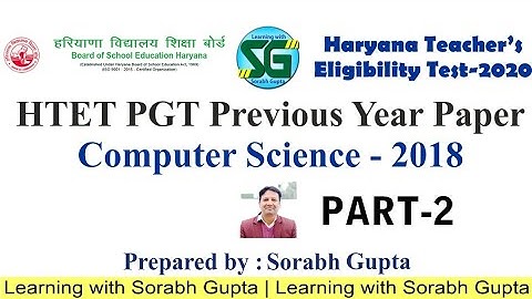 HTET PGT Computer Science Previous Year Question Paper 2018 (PART-2) Solution