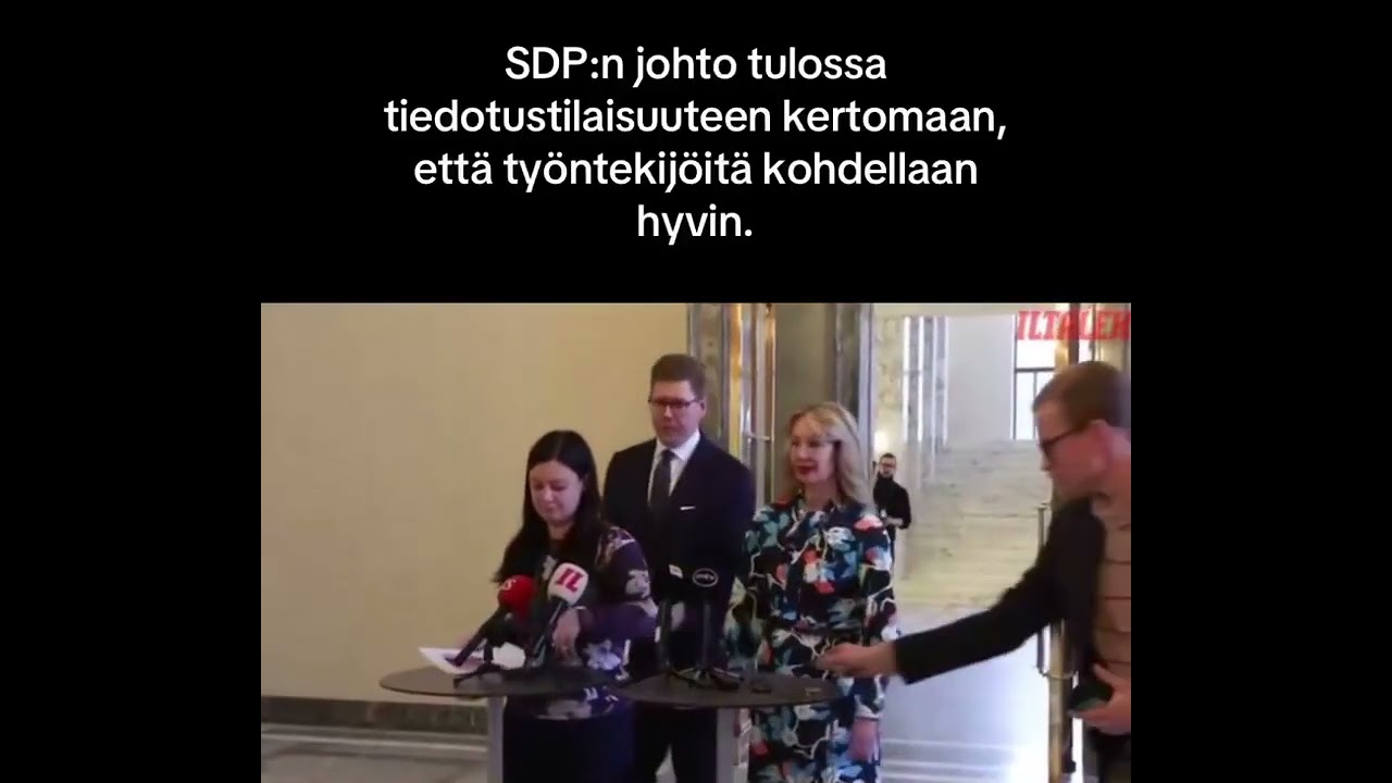SDP tiedotustilaisuus 28.1.2026 - Antti Lindtman työntää avustajan pois tieltä - Tytti Tuppurainen 