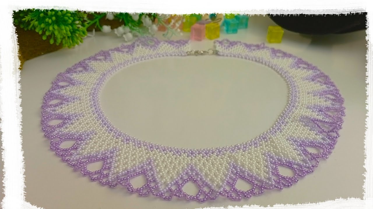 DIY НЕЖНОЕ СВЕТЛОЕ КОЛЬЕ из бисера