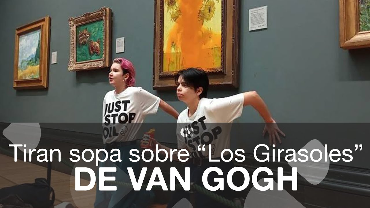Activistas ecologistas lanzan sopa sobre 'Los Girasoles' de Van Gogh en Londres