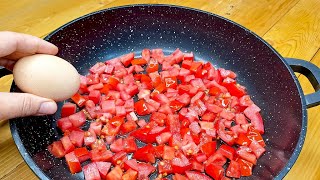 Quick and Delicious tomatoes with eggs Recipe! The easiest breakfast in 5 minutes!!