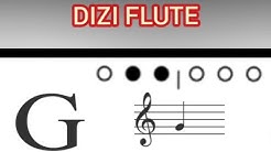 Dizi Bamboo Flute - Key of D , complete finger charts with Scales
