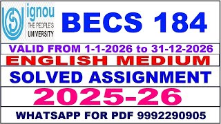 BECS 184 solved assignment 2025-26 in English || becs 184 solved assignment 2026 || becs184 2025-26
