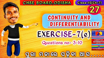 EXERCISE-7(e)||Substitutions|| Question no-3-10||Chapter-7|Class-12|chse odisha|Lec-27|by bachan sir
