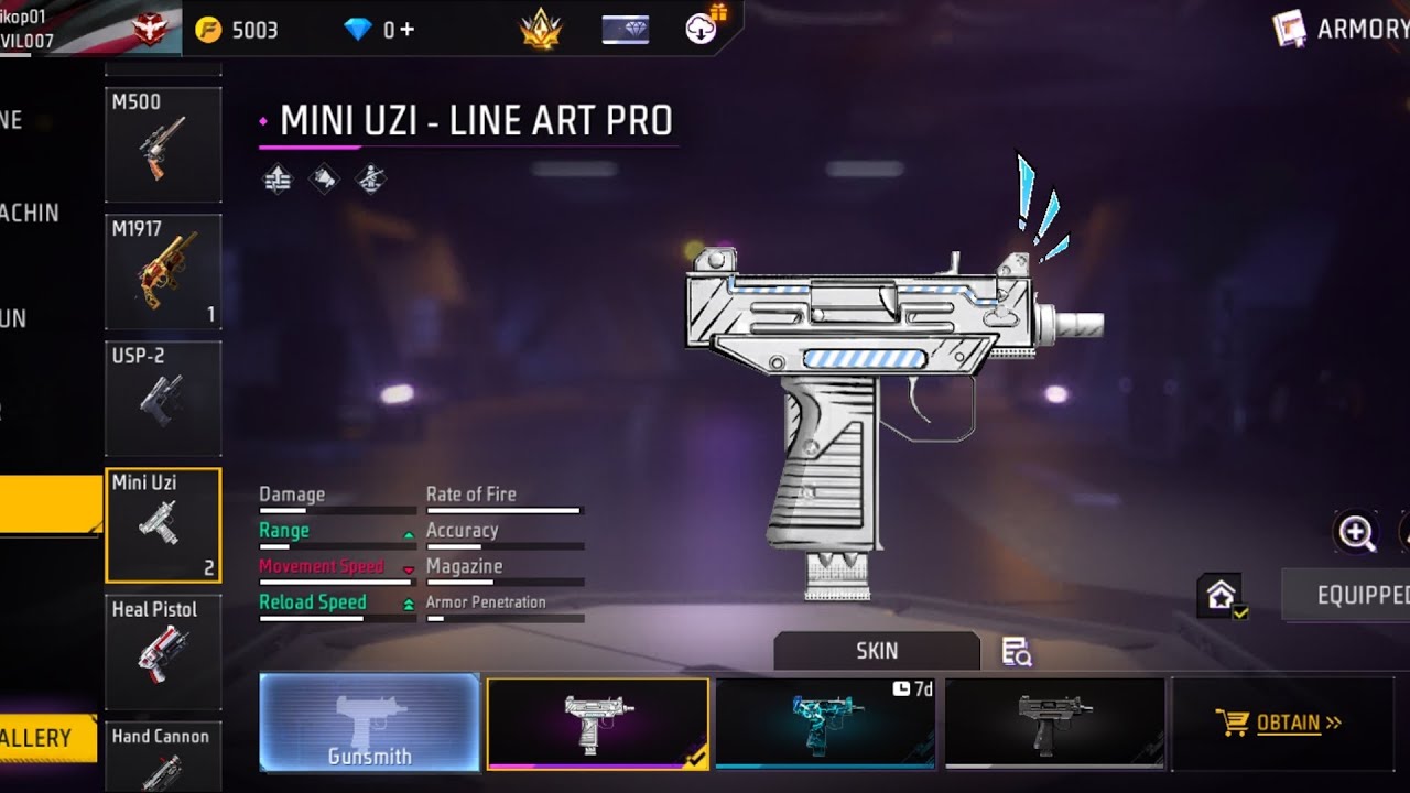 Mini uzi line art pro 