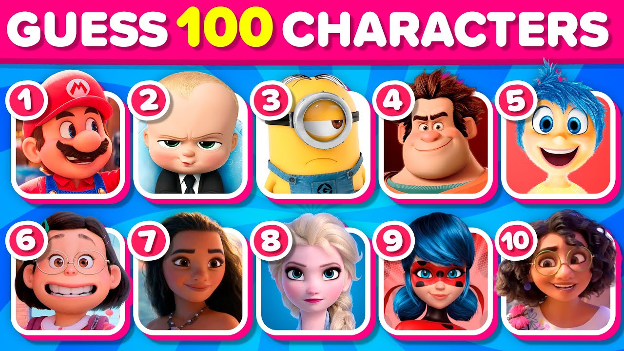 Can You Guess 100 Famous Characters? (In 3 Seconds) Disney, Dreamworks, Pixar, Illumination