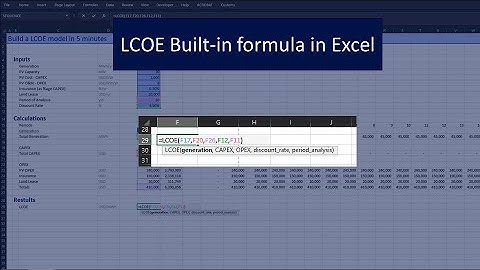 Create a Built-in LCOE Formula in Excel