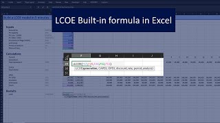 Create a Built-in LCOE Formula in Excel