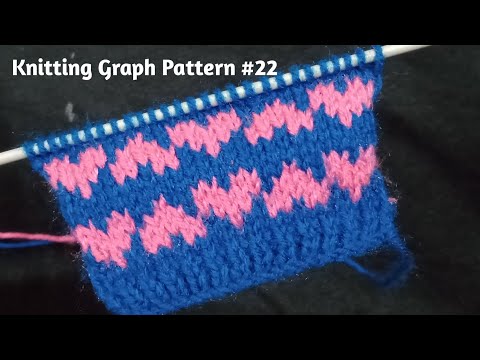 Knitting Heart 💜 Graph Pattern | Easy Heart Knitting | Two colour