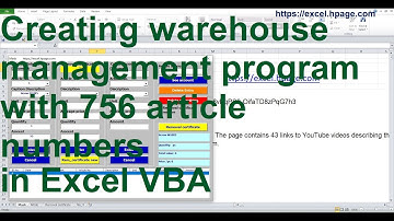 Creating warehouse management program with 756 article numbers in Excel VBA   yyy