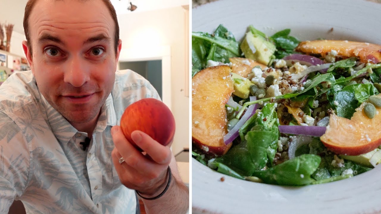 Peach Spinach Quinoa Salad with Homemade Peach Vinaigrette