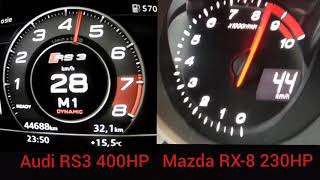 Mazda RX-8 vs Audi RS3 Acceleration Comparison 15-100km/h