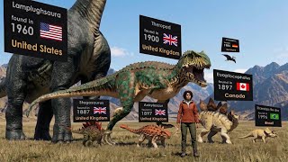 🦖 Dinosaurs Found in Different Countries | Dinosaur Size Comparison 3D