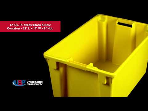 1.1 Cu Ft Yellow Stack Nest Container U.S Plastic Corporation