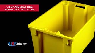 1.1 Cu. Ft. Yellow Stack & Nest Container  | U.S. Plastic Corporation®