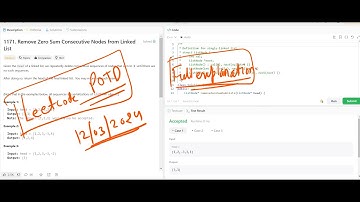 Remove Zero sum consecutive Node from Linked List : 1171 Leetcode Daily