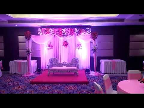 Beautifully Decorated Stage by Flowers for Ring Ceremony | Lights decoration  for wedding | Theme lights decoration for wedding | Lamp decoration in  wedding | Best decoration with installation in wedding |