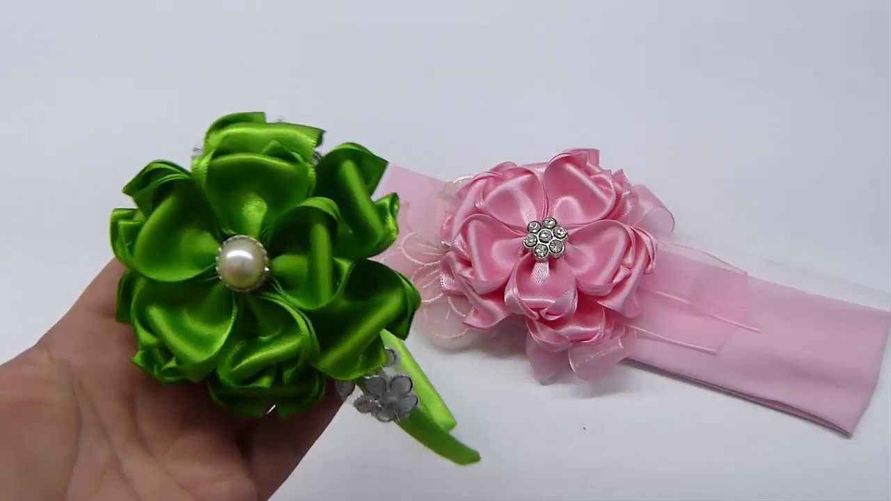 Flor 2 para decorar Diademas o Tiaras con cinta Raso SAtinada , Ribbons Flowers - YouTube