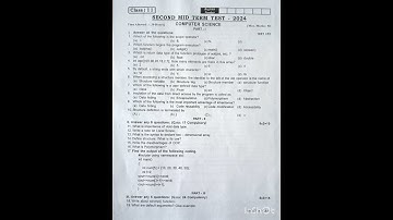11 Std Computer science 2 Mid Term Exam 2024