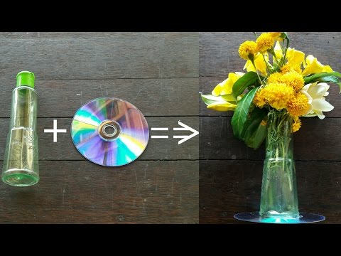 Plastic Bottle Life Hack Diy Vas Bunga Dari Botol Plastik Dan Cd Youtube