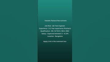 Hiring QA Test Engineer #qaengineer #fresherjob #experience #testengineer