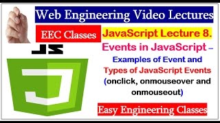 JavaScript Lecture 8 - Types of JavaScript Events (onclick, onmouseover and onmouseout)
