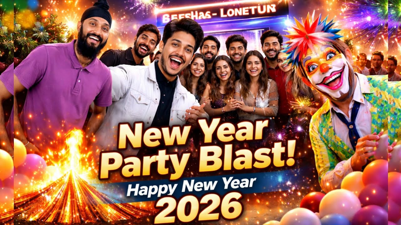 New Year Party Celebration 🎉 | Charlie Chaplin Entry 😍 | Rajasthani Dance, DJ & Bonfire 🔥