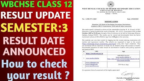Wbchse Class 12 3rd Semester Final Result Date 2025 || HS Semester 3 result Official Update Class 12
