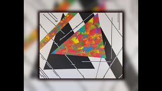 John Beckley inspired Abstract Painting using Black , White , and  Fluorescent Acrylic Paints