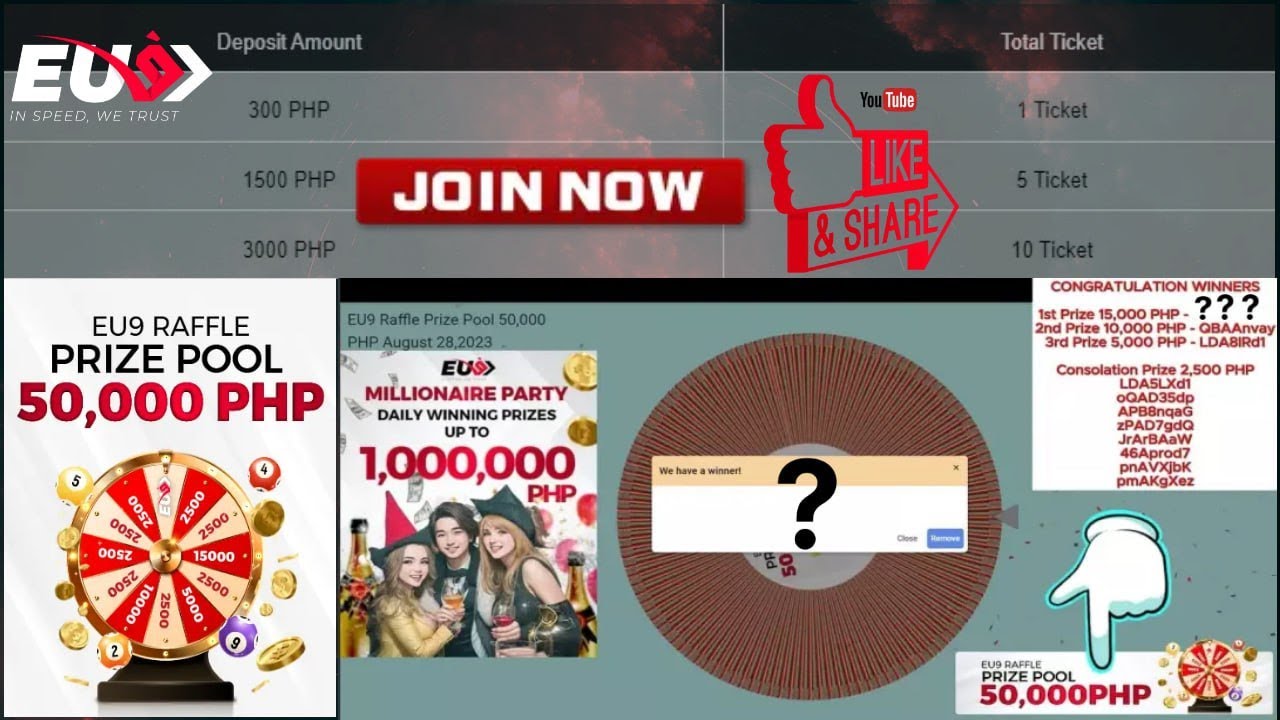 Pool Raffle Prizes EU9 Raffle Prize Pool 50,000 PHP (August 28,2023) - YouTube