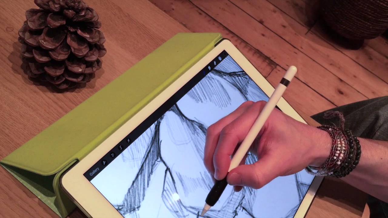 Apple Pencil drawing demo #1 on iPad Pro and artist's review - YouTube