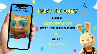 Personalized Harry The Bunny Birthday Invitation