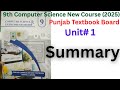 Chapter 1 – Summary of the Chapter | 9th Class Computer Sci 2025 | SLO Based MCQs &amp; Questions