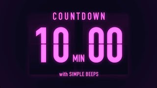 10 Minute Countdown Timer ⏳ Flip Clock with Low Beeps Every 5 Minutes 🟣