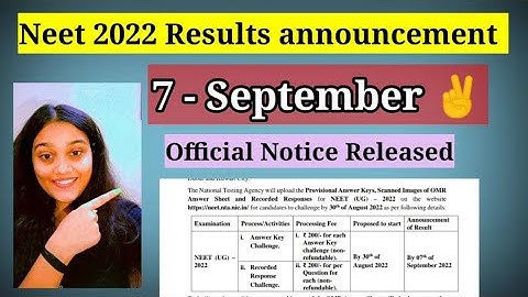 Neet 2022 RESULT and ANSWER KEY release date announced by NTA | Official NTA notice | #neet2022
